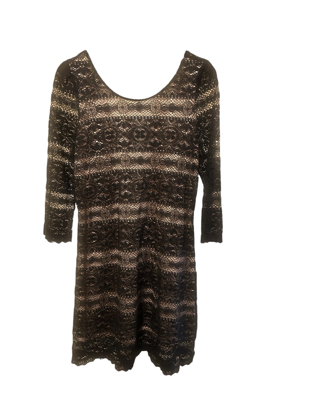 Xhilaration Black Lace Scoop-Neck Long Sleeve Dress